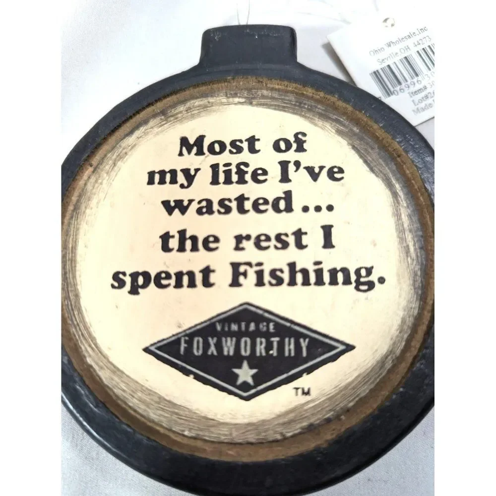 Ohio Wholesale 2006 Jeff Foxworthy Ornament 3.5 x 4-inch Black Wood Fishing